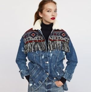 Zara denim jacket with contrasting sleeves